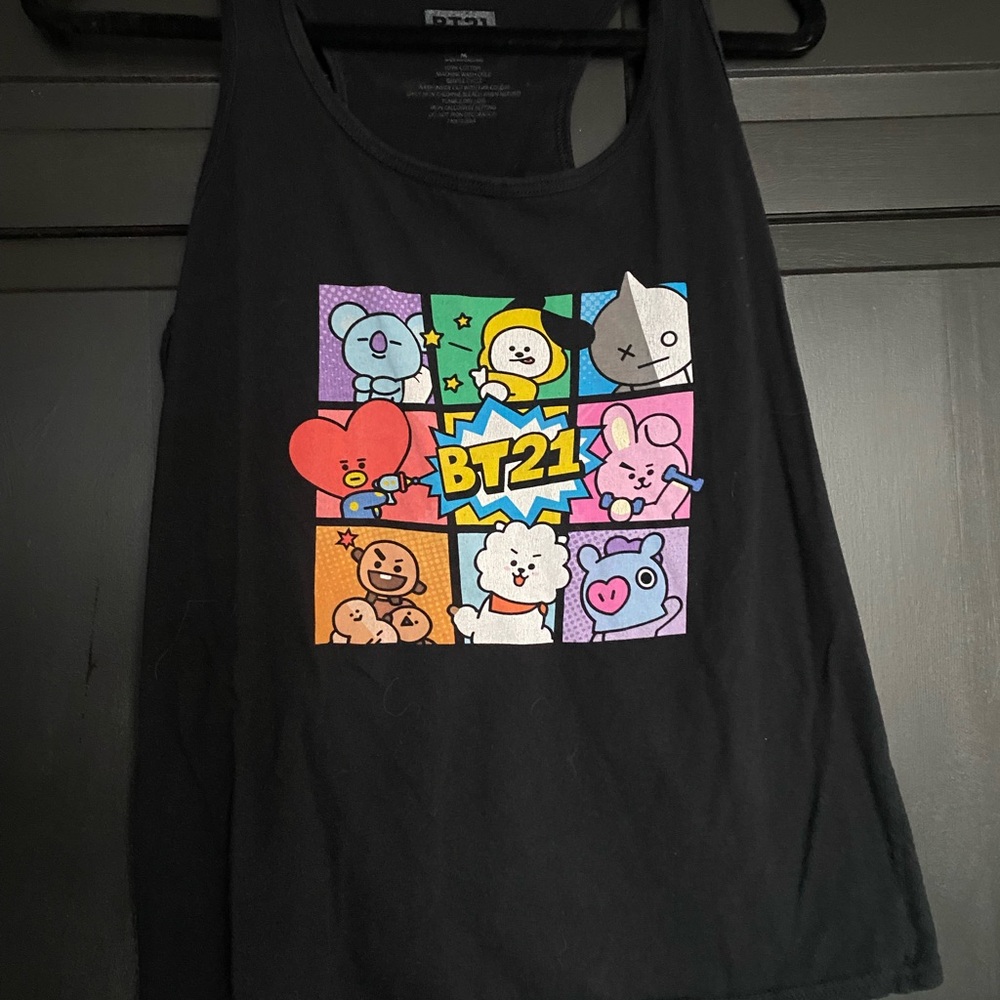 BT21 Women’s Black Tank Top with characters